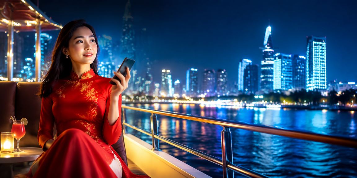 Người dùng tại TP.HCM xác minh tài khoản 5080 trong trang phục áo dài